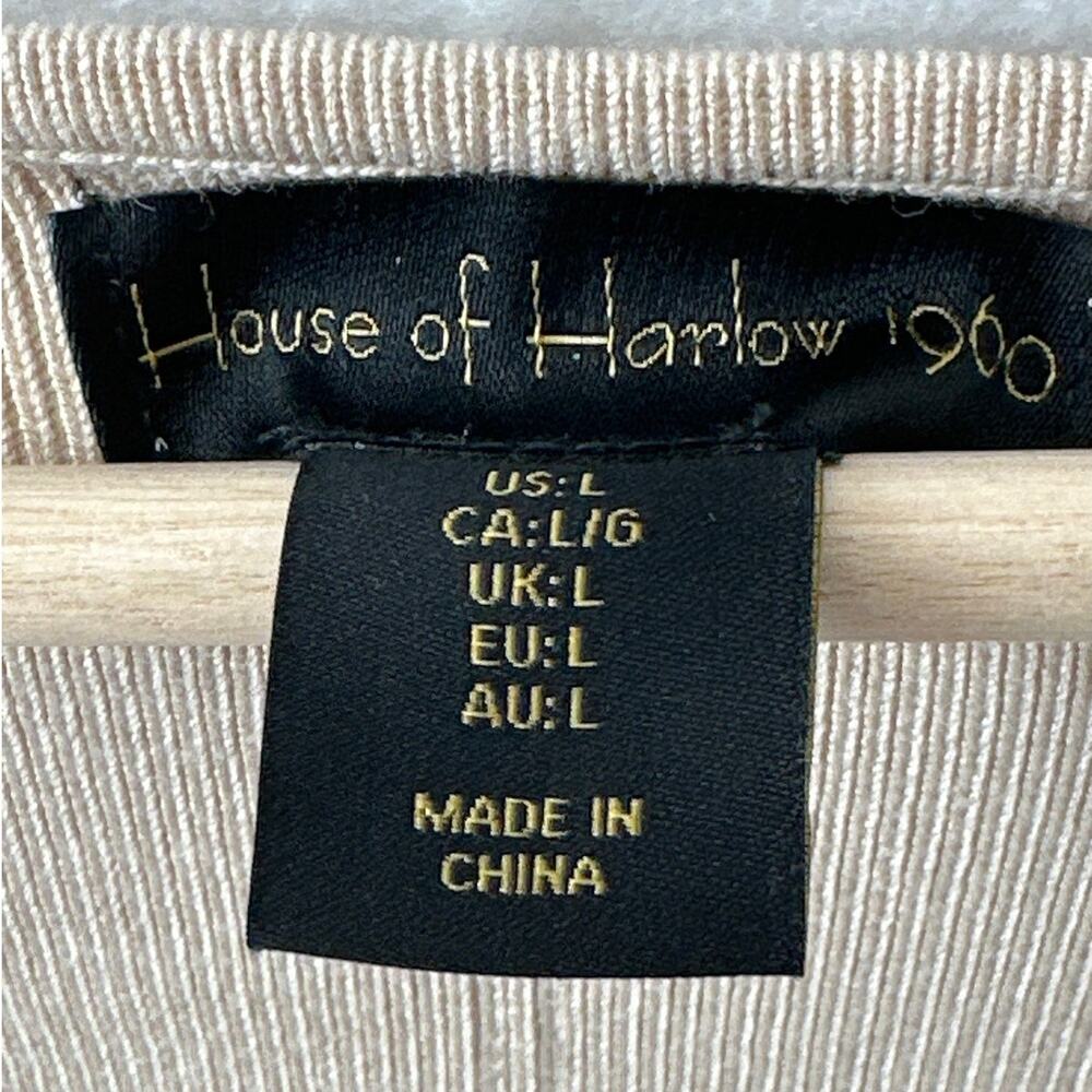 House of Harlow 1960 Cropped Knit Corset Style Top Long Sleeve Cream Sz L - Picture 4 of 7